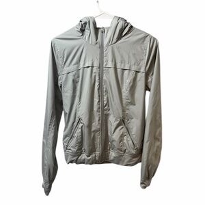 Abercrombie & Fitch Light Gray Hooded Windbreaker Jacket MEDIUM